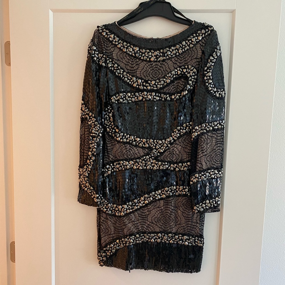 Fitted full beaded mini Jovani dress